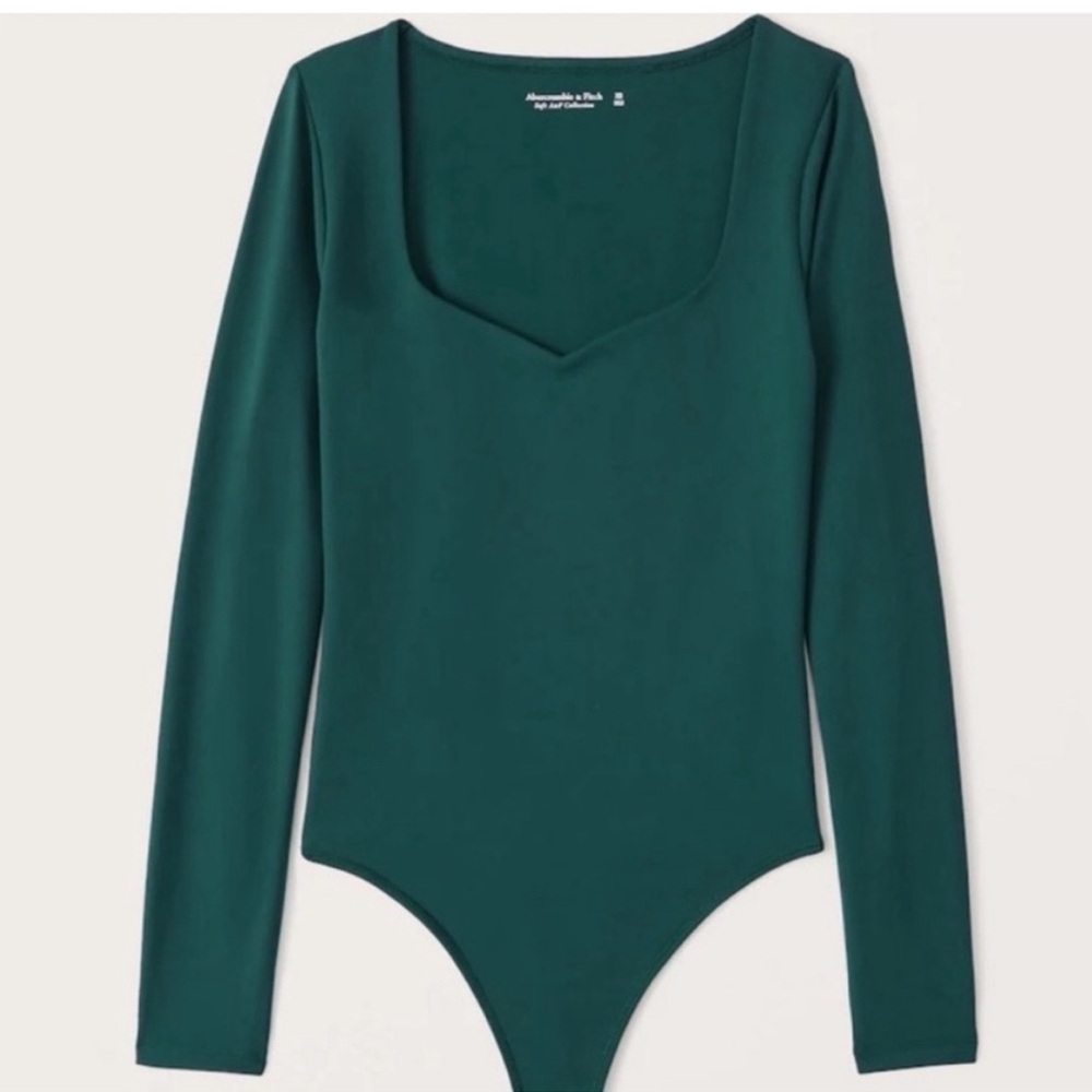 Abercrombie & Fitch Long Sleeve Teal Green Square Neck Bodysuit